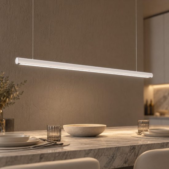 Gea luce gso120c lampadario a barra lineare a sezione tonda bianco satinato led 40w 4000k