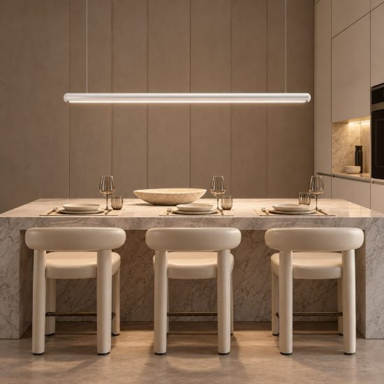 Gea luce gso120c lampadario a barra lineare a sezione tonda bianco satinato led 40w 4000k
