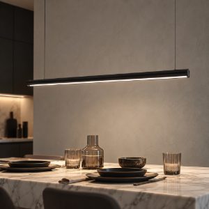 Gea luce gso120c lampadario a barra lineare a sezione tonda nero satinato led 40w 3000k