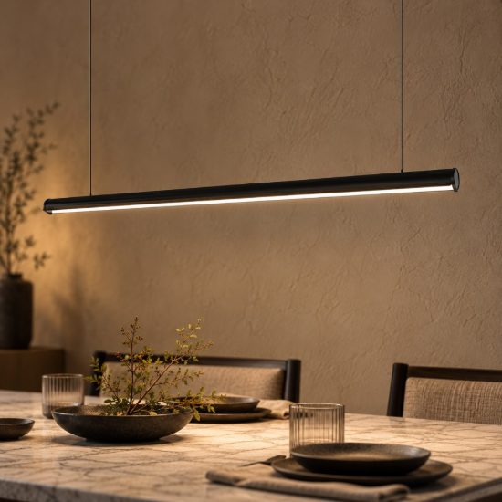 Gea luce gso120c lampadario a barra lineare a sezione tonda nero satinato led 40w 4000k