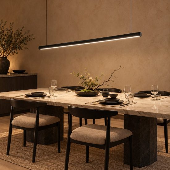 Gea luce gso120c lampadario a barra lineare a sezione tonda nero satinato led 40w 4000k