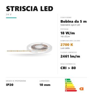 Gea luce gst151h bobina 5mt striscia led 18w-mt 2700k 24v ip20