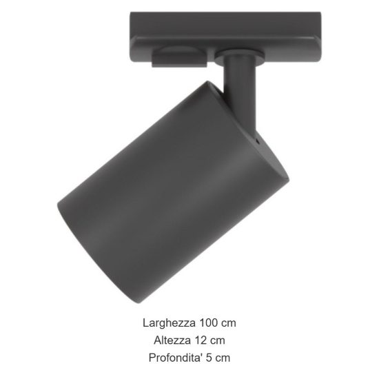 Sistema a binario elettrificato 100cm monofase nero con 3 spot orientabili