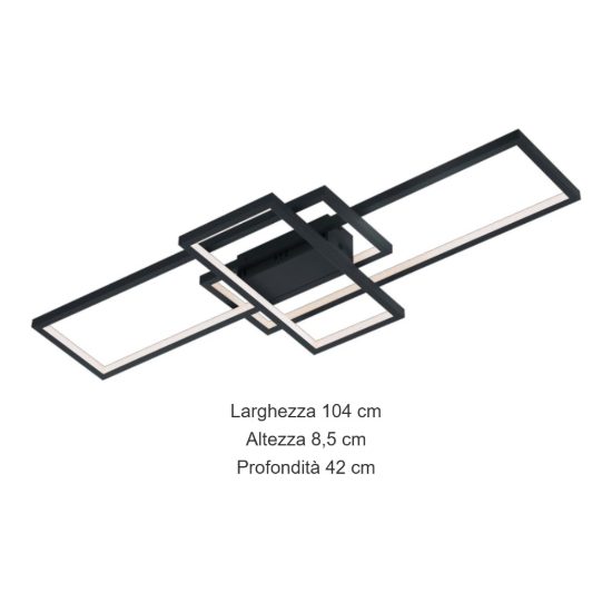 Plafoniera led 36w cct 3000k 6000k rettangolare antracite