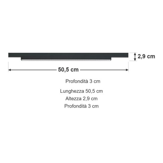 Faretto lineare per binario bifase led 6w 3000k nero