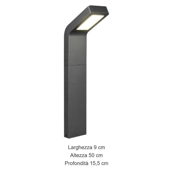 Lampioncino da giardino led 10w 4000k ip44 antracite in alluminio pressofuso
