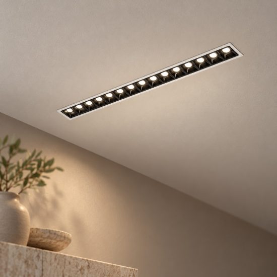 Gea luce gfa1120 faretto da incasso per cartongesso led 30w 3000k lineare bianco e nero