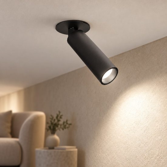 Gea luce gfa1480 faretto da incasso per cartongesso per cucina led 7w 3000k cilindrico nero