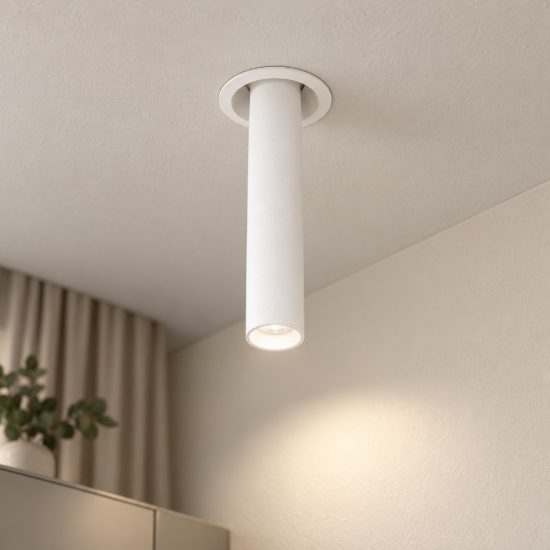 Gea luce gfa1690 faretto grande da incasso per cartongesso led 8w 3000k cilindrico bianco