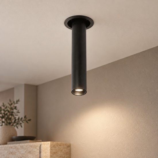 Gea luce gfa1690 faretto grande da incasso per cartongesso led 8w 3000k cilindrico nero