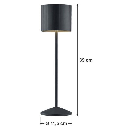 Lampada da tavolo ricaricabile da esterno led 3w cct 2300k 4000k ip44 moderna nera