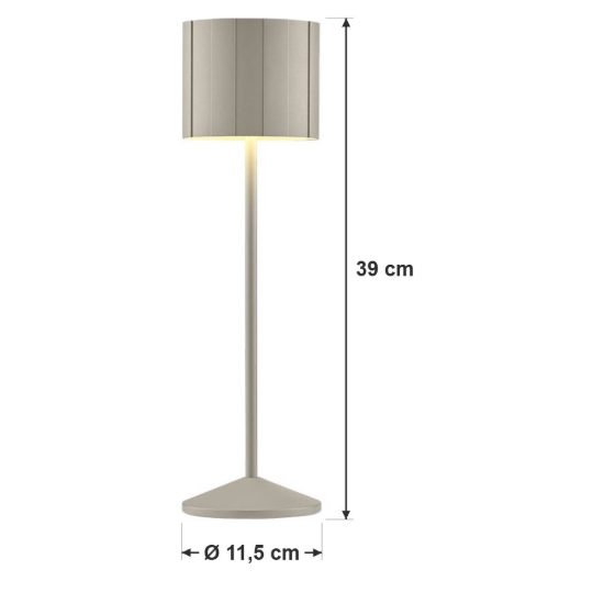 Lampada da tavolo ricaricabile da esterno led 3w cct 2300k 4000k ip44 moderna cashmere