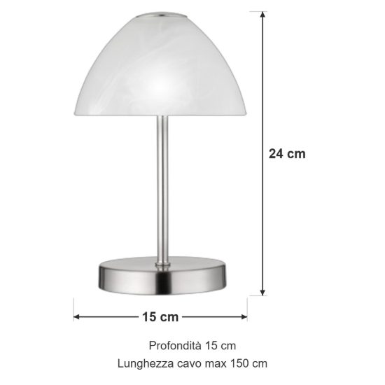 Abat-jour classica da comodino camera da letto led 3w 3000k vetro decorato
