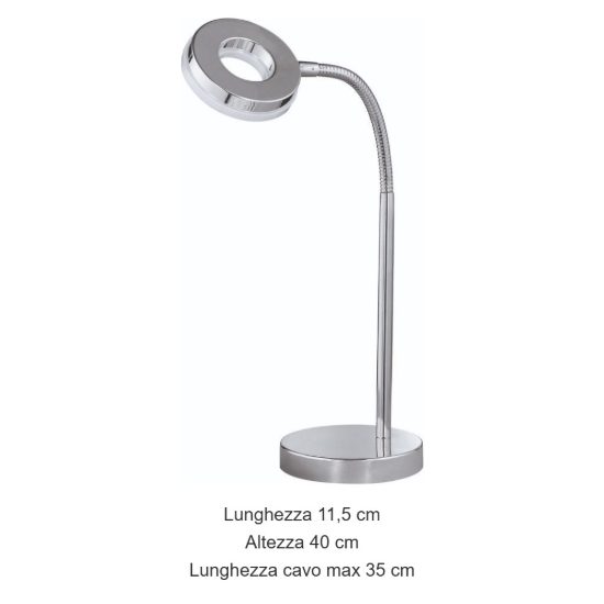 Lampada da scrivania per ufficio cromo led 4w 3000k orientabile