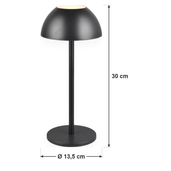 Lampada da tavolino senza fili ricaricabile nera moderna led 1,7w 3000k