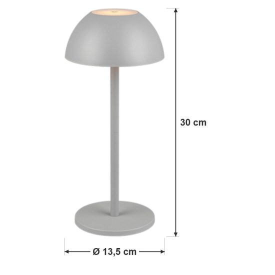 Lampada da tavolino senza fili per esterni design grigia led 1,7w 3000k