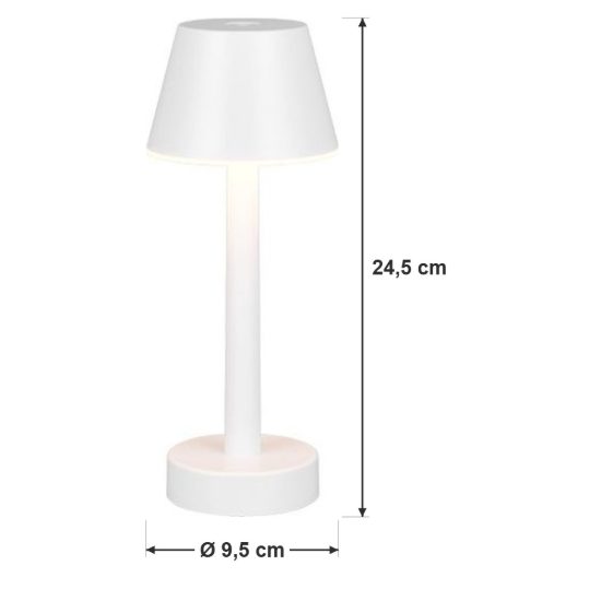 Lampada da tavolino ricaricabile da esterno led 1,5w 3000k touch ip44 moderna bianca