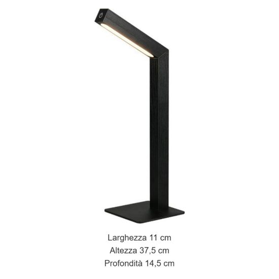 Lampada da scrivania ricaricabile led 2w 3000k touch per ufficio con testa magnetica nera