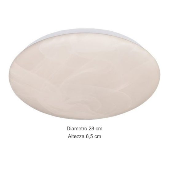 Plafoniera led 12w 4000k moderna rotonda con diffusore effetto alabastro