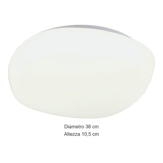 Plafoniera led 24w 4000k moderna bianca a forma di sasso con diffusore satinato