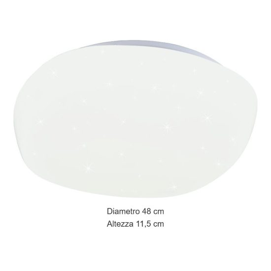 Plafoniera led 37w 4000k per soggiorno moderna bianca a forma di sasso effetto cielo stellato