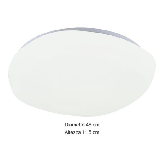 Plafoniera led 37w 4000k per soggiorno moderna bianca a forma di sasso con diffusore satinato