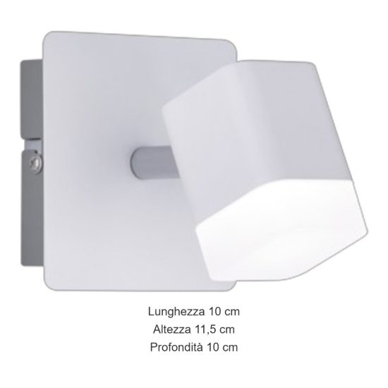 Applique camera da letto orientabile bianco opaco led 4w 3000k