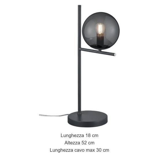 Lampada da tavolo moderna vetro fume antracite
