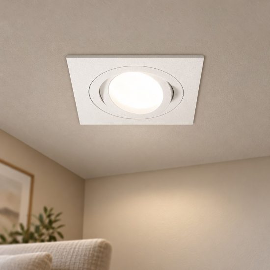 Gea luce gfa040 faretto da incasso per cartongesso per cucina orientabile quadrato bianco