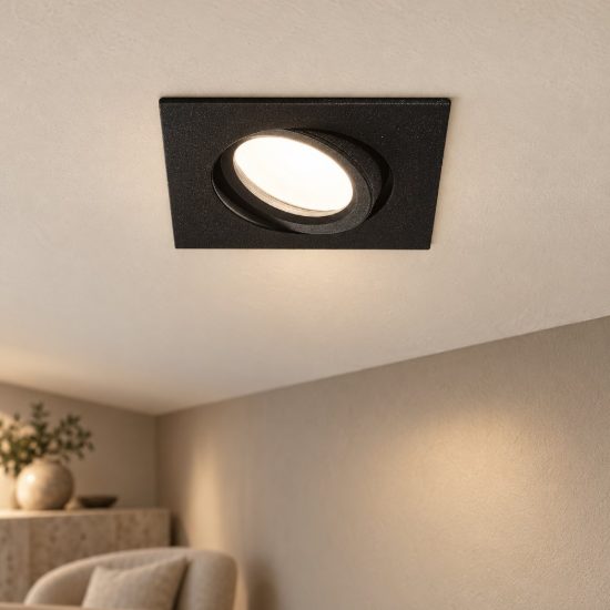 Gea luce gfa050 faretto da incasso per cartongesso per cucina orientabile quadrato nero