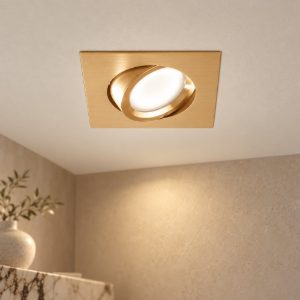 Gea luce gfa050 faretto da incasso per cartongesso per cucina orientabile quadrato oro spazzolato