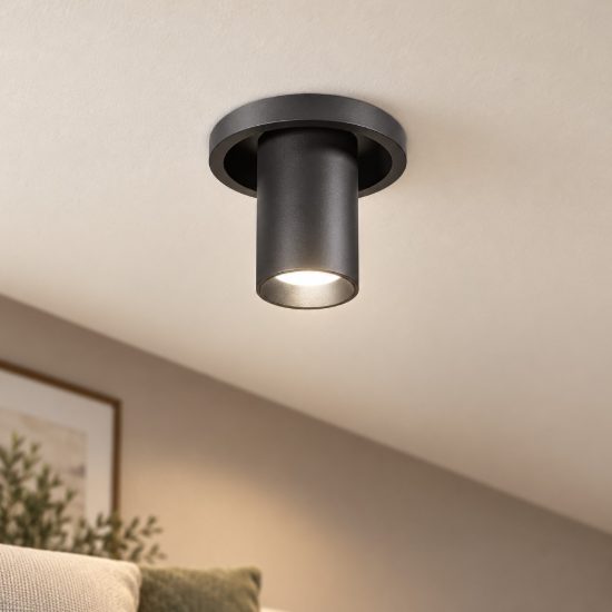 Gea luce gfa1380 faretto da incasso per cartongesso per cucina cilindrico nero satinato