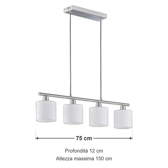 Lampadario a sospensione per tavolo da pranzo 4 luci bianco