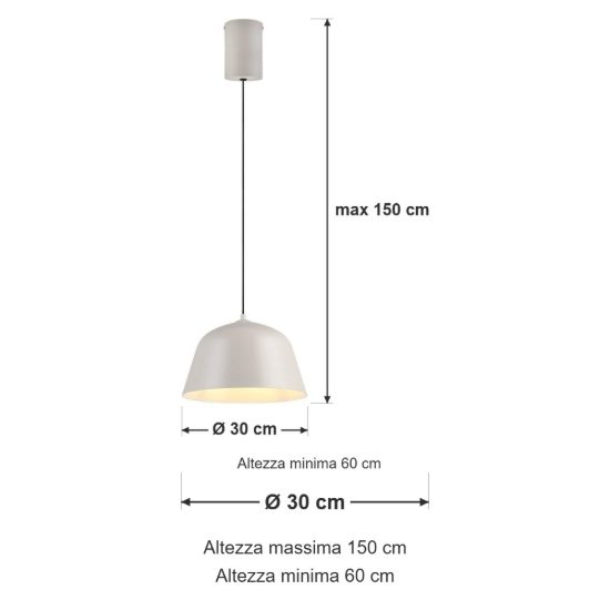 Lampadario a sospensione per sala da pranzo industriale grigio caldo con interno bianco