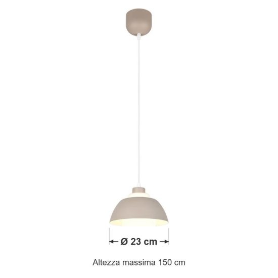 Lampadario a sospensione piccolo per sala da pranzo industriale beige caldo con vetro bianco