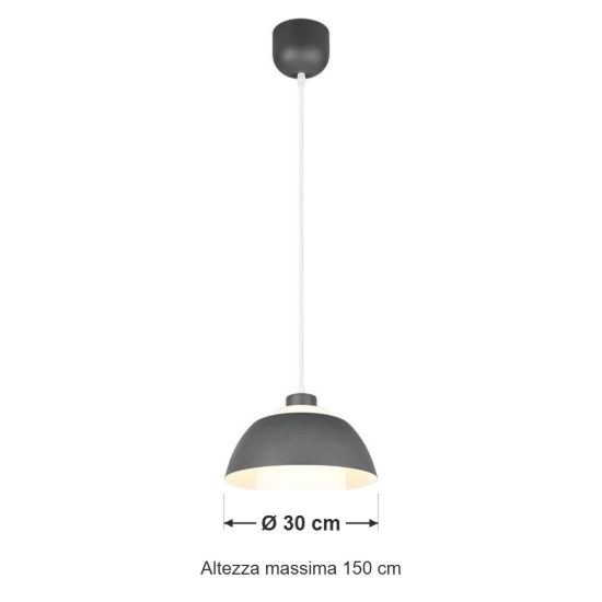 Lampadario a sospensione grande per sala da pranzo industriale antracite con vetro bianco