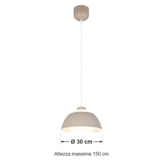 Lampadario a sospensione grande per sala da pranzo industriale beige caldo con vetro bianco