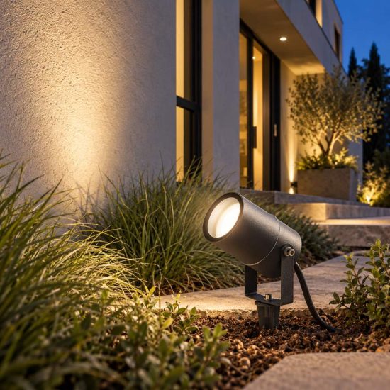 Gea luce ges1130 proiettore da esterno con picchetto a cilindro orientabile grigio antracite ip65