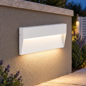 Gea luce ges1170 segnapasso da esterno a parete rettangolare bianco led 6w 3000k ip65