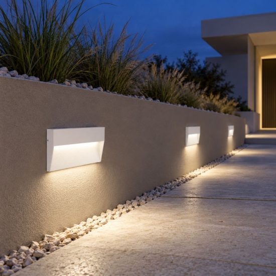 Gea luce ges1170 segnapasso da esterno a parete rettangolare bianco led 6w 3000k ip65