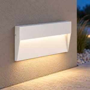 Gea luce ges1170 segnapasso da esterno a parete rettangolare bianco led 6w 4000k ip65