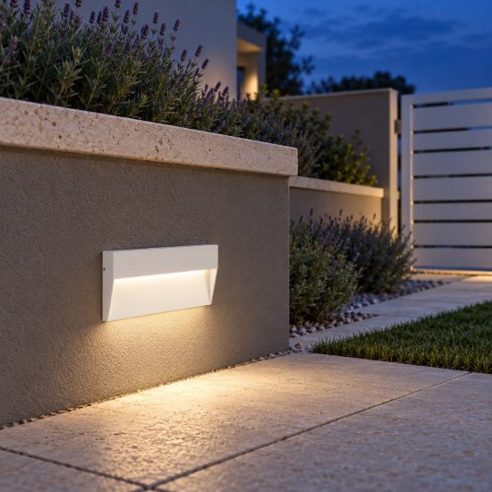 Gea luce ges1170 segnapasso da esterno a parete rettangolare bianco led 6w 4000k ip65