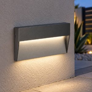 Gea luce ges1170 segnapasso da esterno a parete rettangolare grigio antracite led 6w 3000k ip65