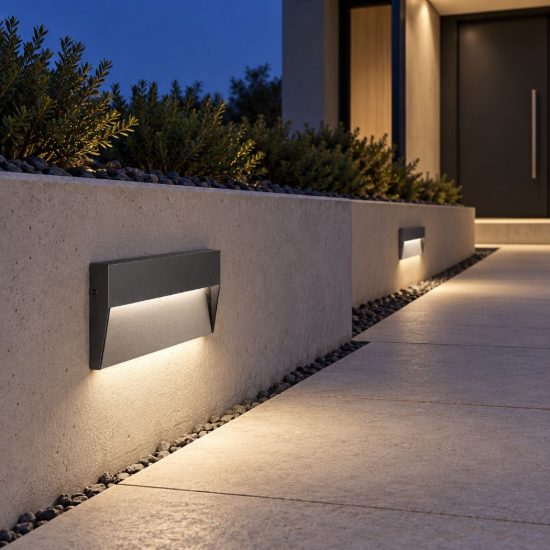 Gea luce ges1170 segnapasso da esterno a parete rettangolare grigio antracite led 6w 3000k ip65