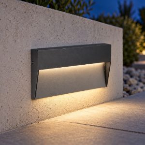 Gea luce ges1170 segnapasso da esterno a parete rettangolare grigio antracite led 6w 4000k ip65