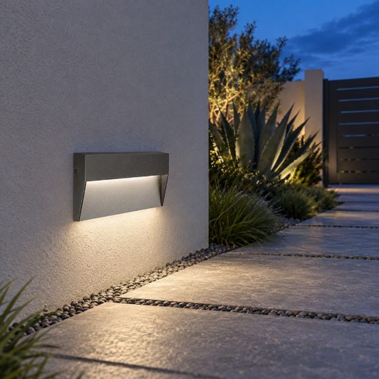 Gea luce ges1170 segnapasso da esterno a parete rettangolare grigio antracite led 6w 4000k ip65