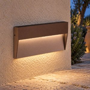 Gea luce ges1170 segnapasso da esterno a parete rettangolare marrone led 6w 4000k ip65