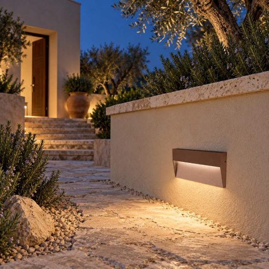 Gea luce ges1170 segnapasso da esterno a parete rettangolare marrone led 6w 4000k ip65