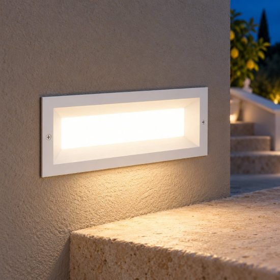 Gea luce ges1190 segnapasso da esterno da incasso rettangolare bianco led 13w 3000k ip65