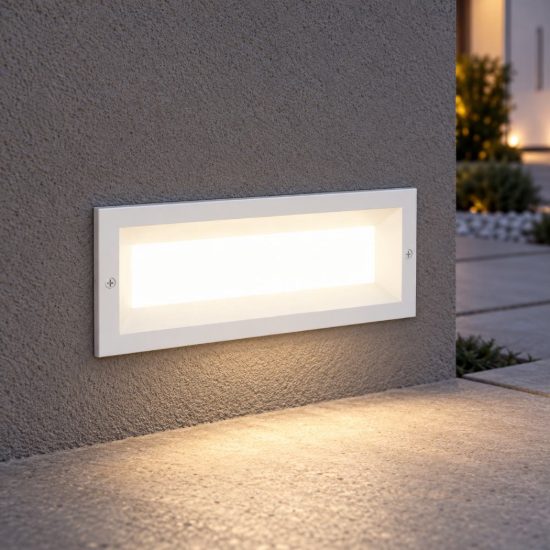 Gea luce ges1190 segnapasso da esterno da incasso rettangolare bianco led 13w 4000k ip65